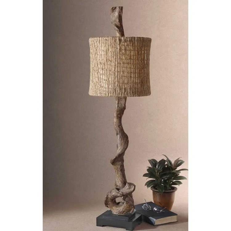 Uttermost Driftwood Rustic Modern Buffet Lamp With Burlap Shade