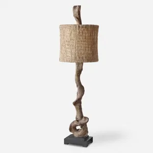 Uttermost Driftwood Rustic Modern Buffet Lamp With Burlap Shade
