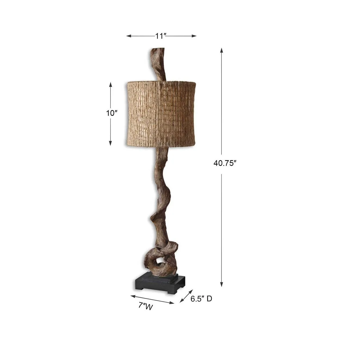 Uttermost Driftwood Rustic Modern Buffet Lamp With Burlap Shade
