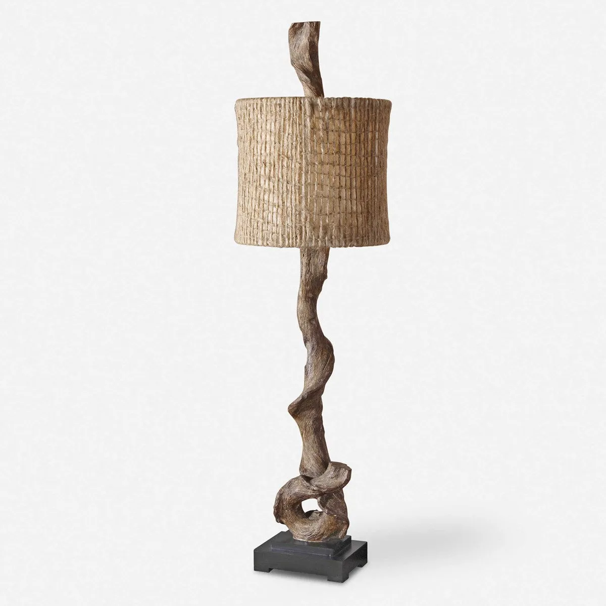 Uttermost Driftwood Rustic Modern Buffet Lamp With Burlap Shade