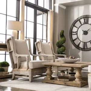Uttermost Schaffer Linen & Burlap Wood Accent Armchair