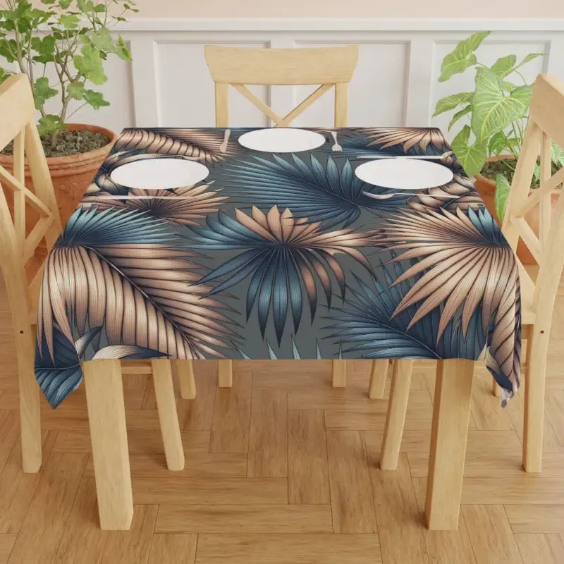 Vibrant Palm Leaves Tablecloth for Tropical Dining