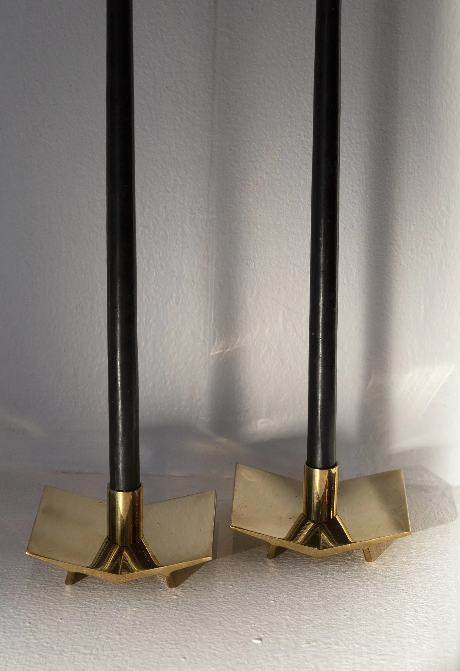 Vintage Brass Geometric Candlestick Holders