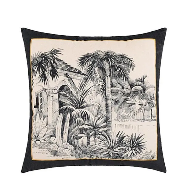 Vintage Tropical Palm Trees Velvet Accent Throw Pillow Cover