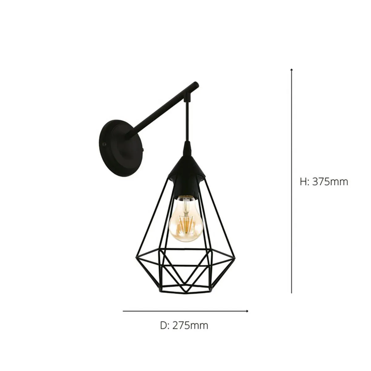 Wall Light Black Indoor Industrial Geometric Wire Case Design Modern