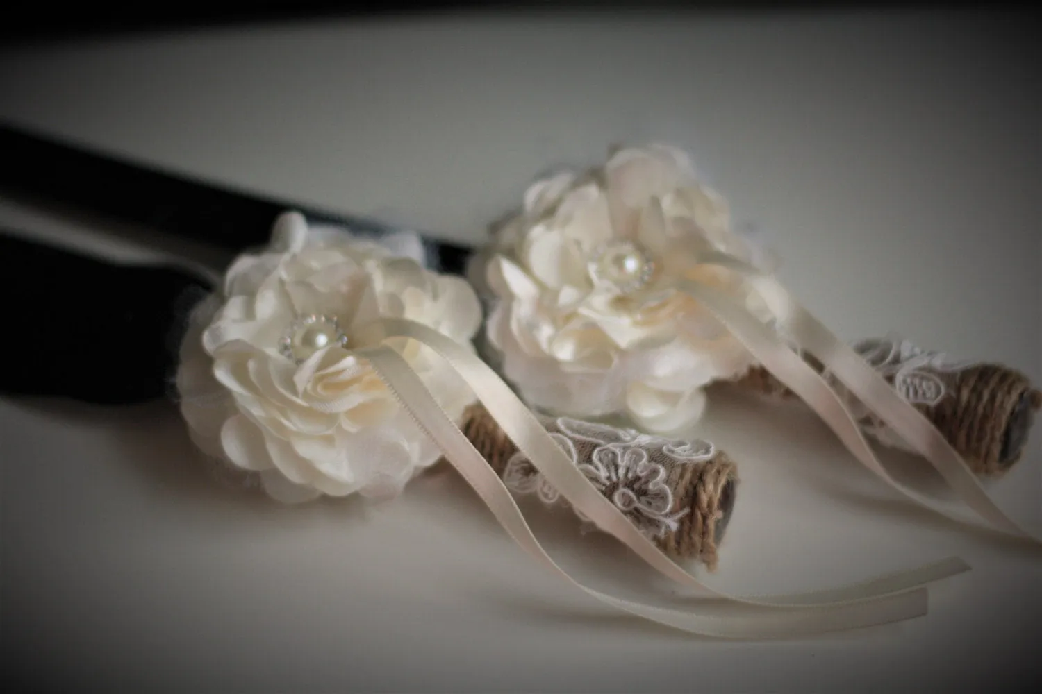 Wedding Cake Server Set, Rustic Cake Serving Set, Burlap Cake Cutting Set