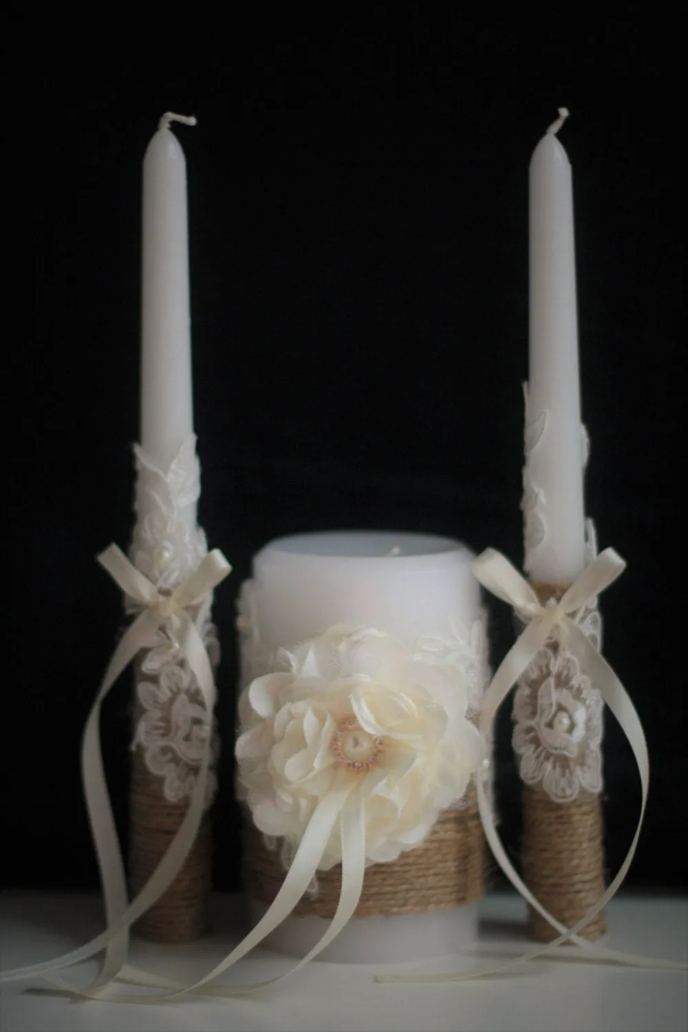 Wedding Unity Candle Set, Rustic Wedding Candles Set, Rustic Wedding Candles