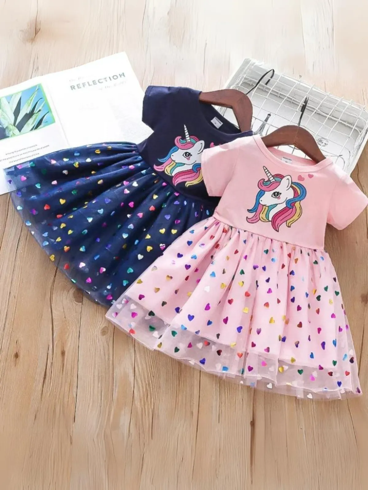 Whimsical Unicorn Rainbow Hearts Tutu Dress