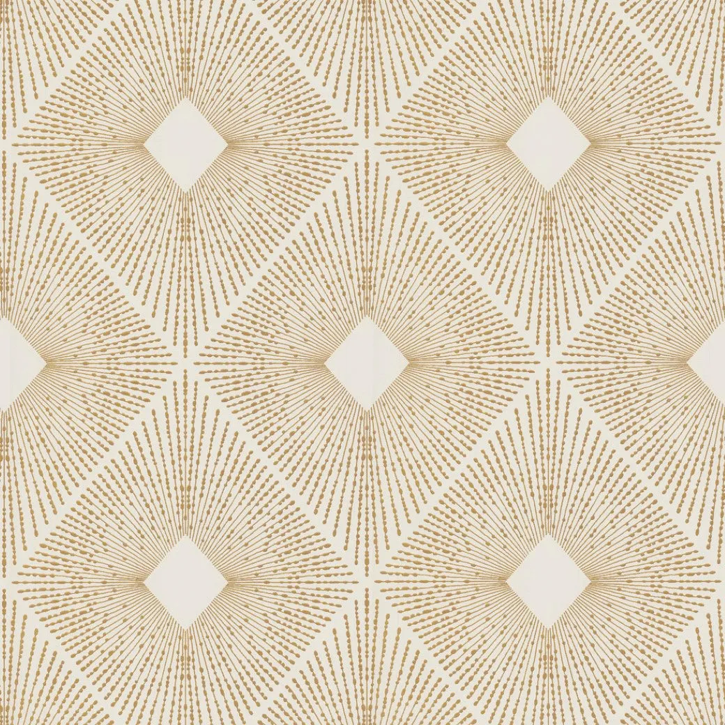 White & Gold Harlowe Wallpaper (57 SqFt)