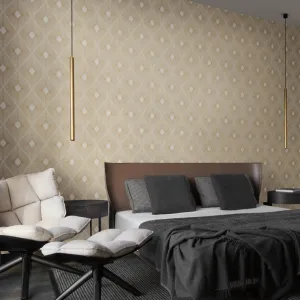 White & Gold Harlowe Wallpaper (57 SqFt)