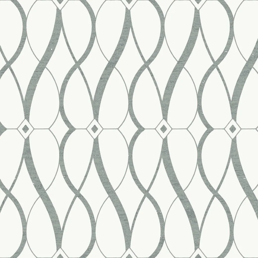 White & Silver Graceful Geo Wallpaper (60 SqFt)