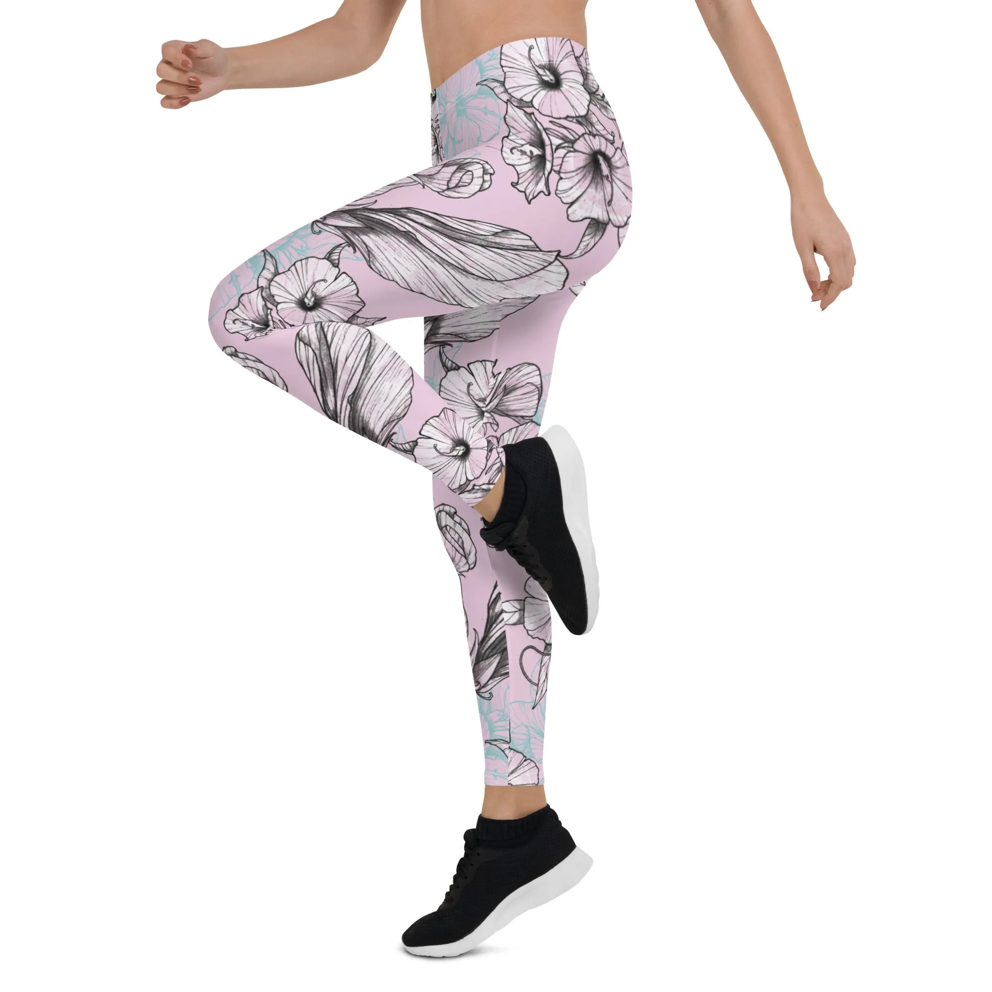 White Hibiscus Leggings