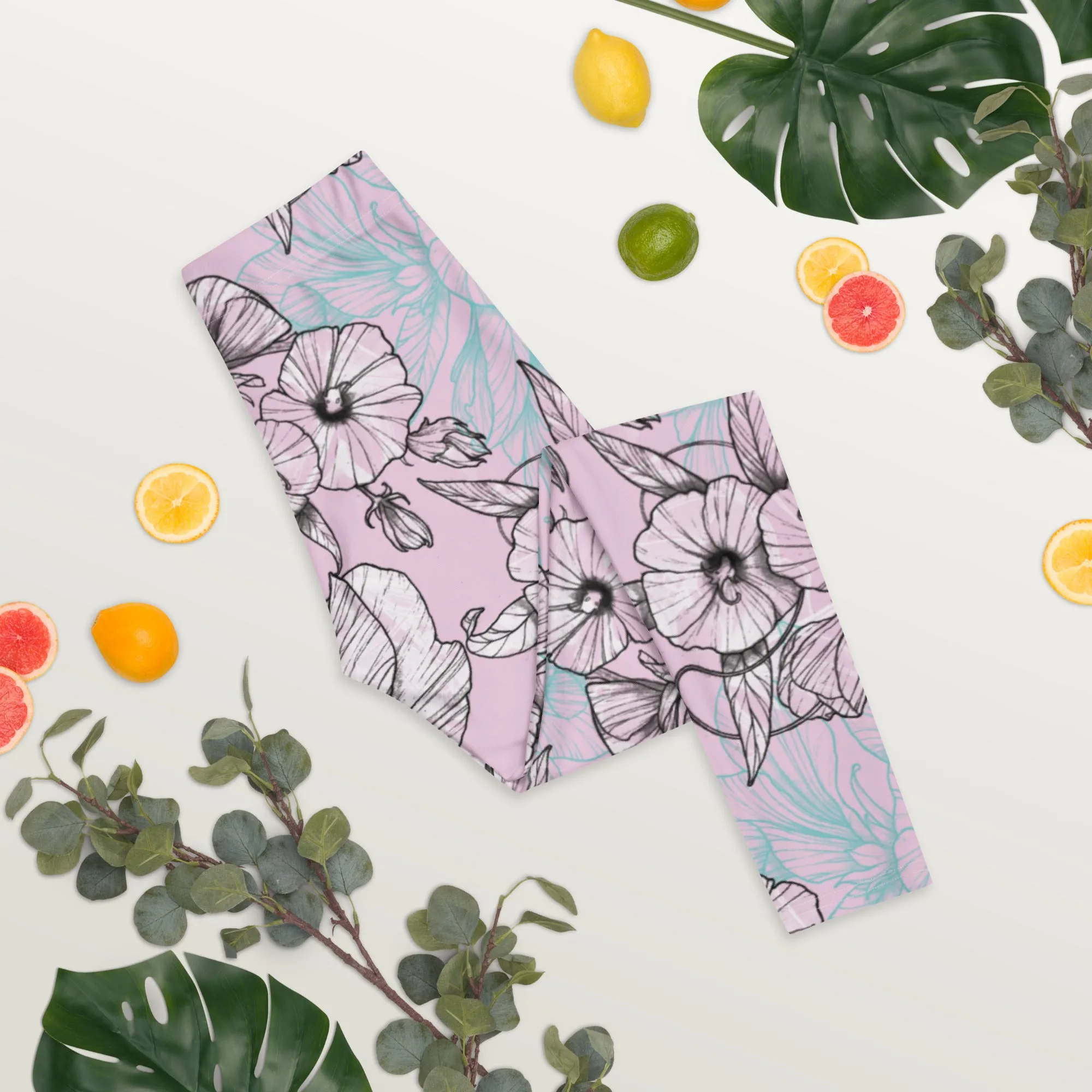 White Hibiscus Leggings