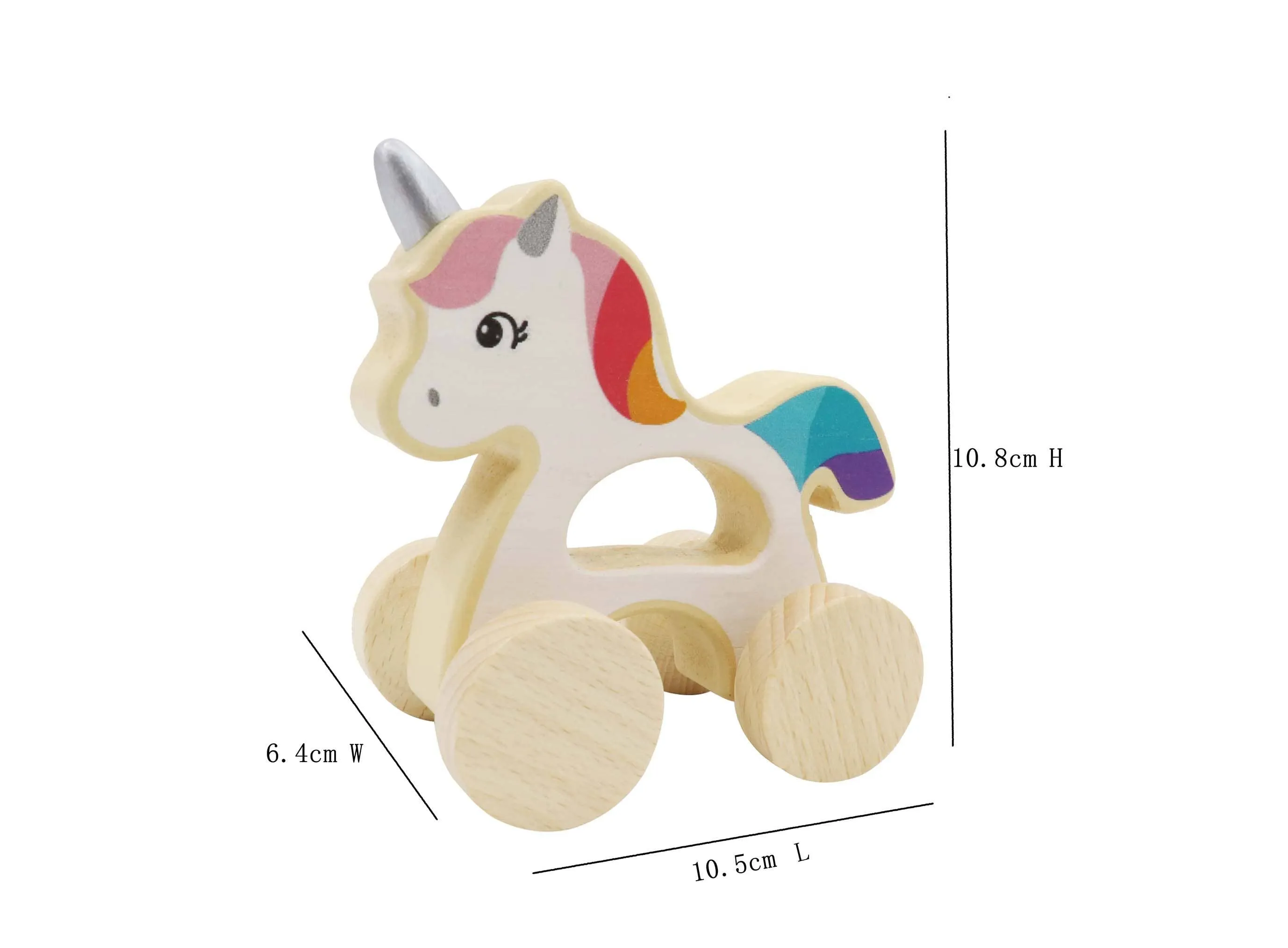 Wooden Wheelie Unicorn with Handle