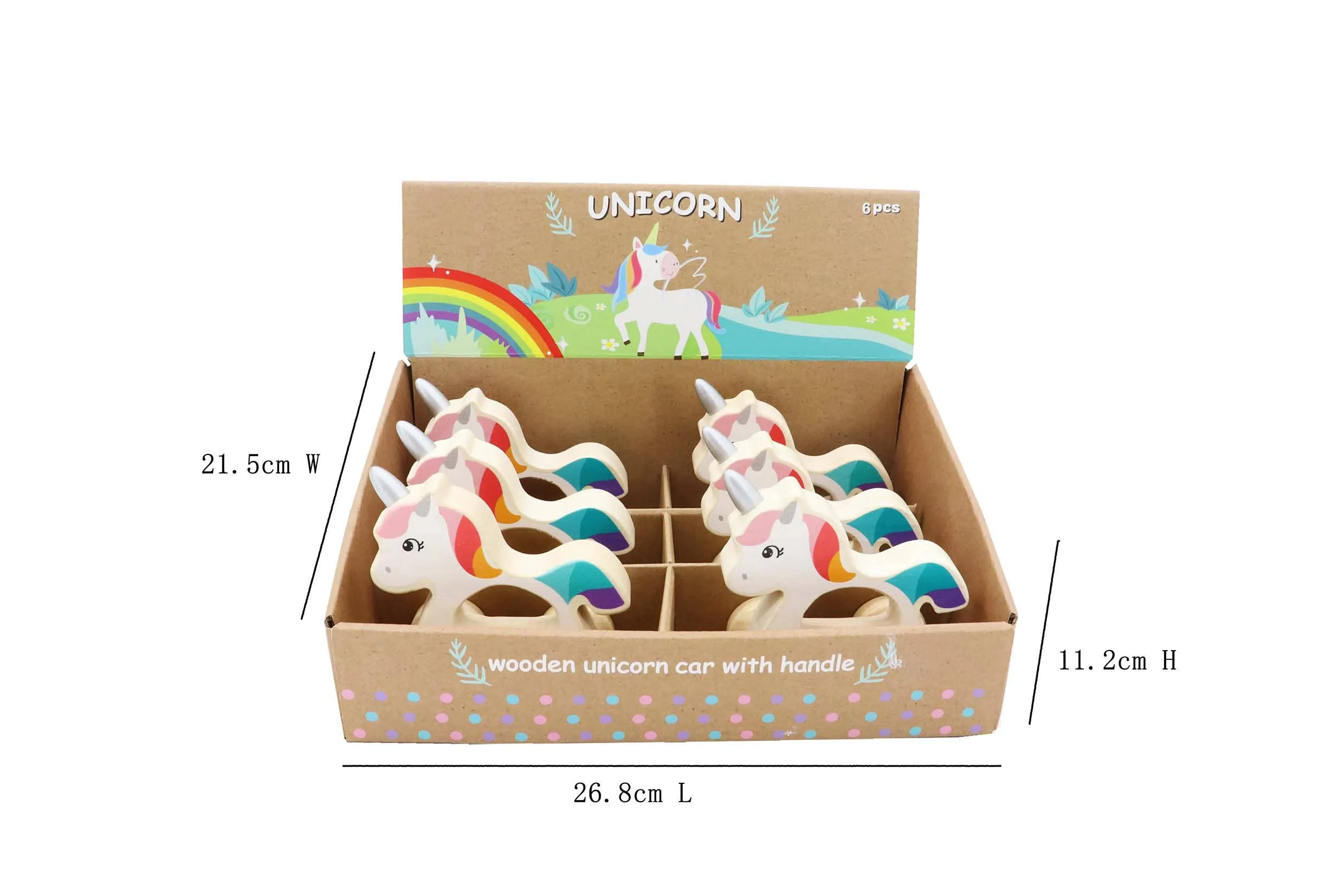 Wooden Wheelie Unicorn with Handle
