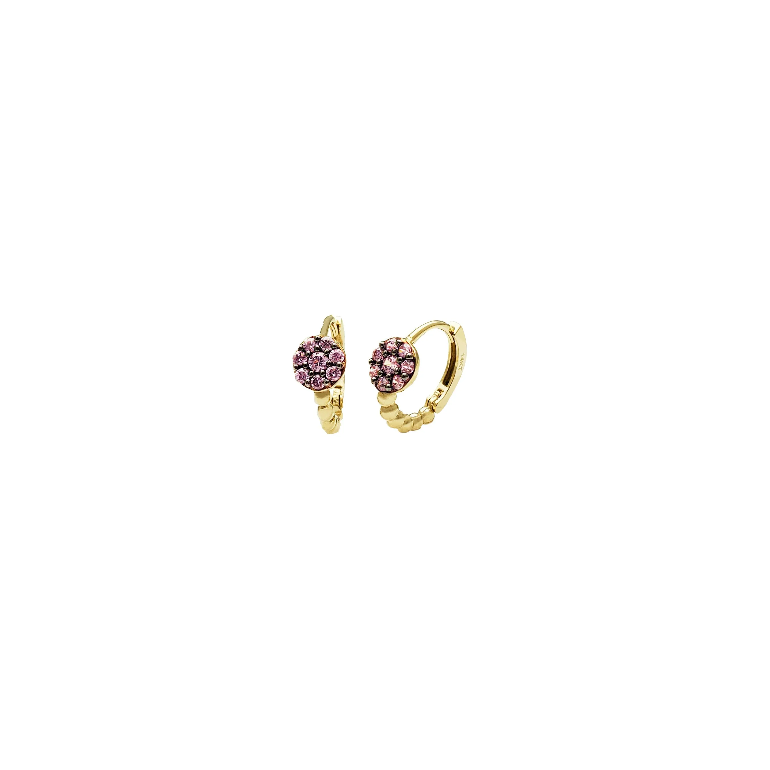 Yellow Gold Dainty CZ Huggie Earrings (14K)