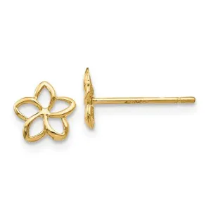 Yellow Gold Plumeria Flower Post Stud Earrings