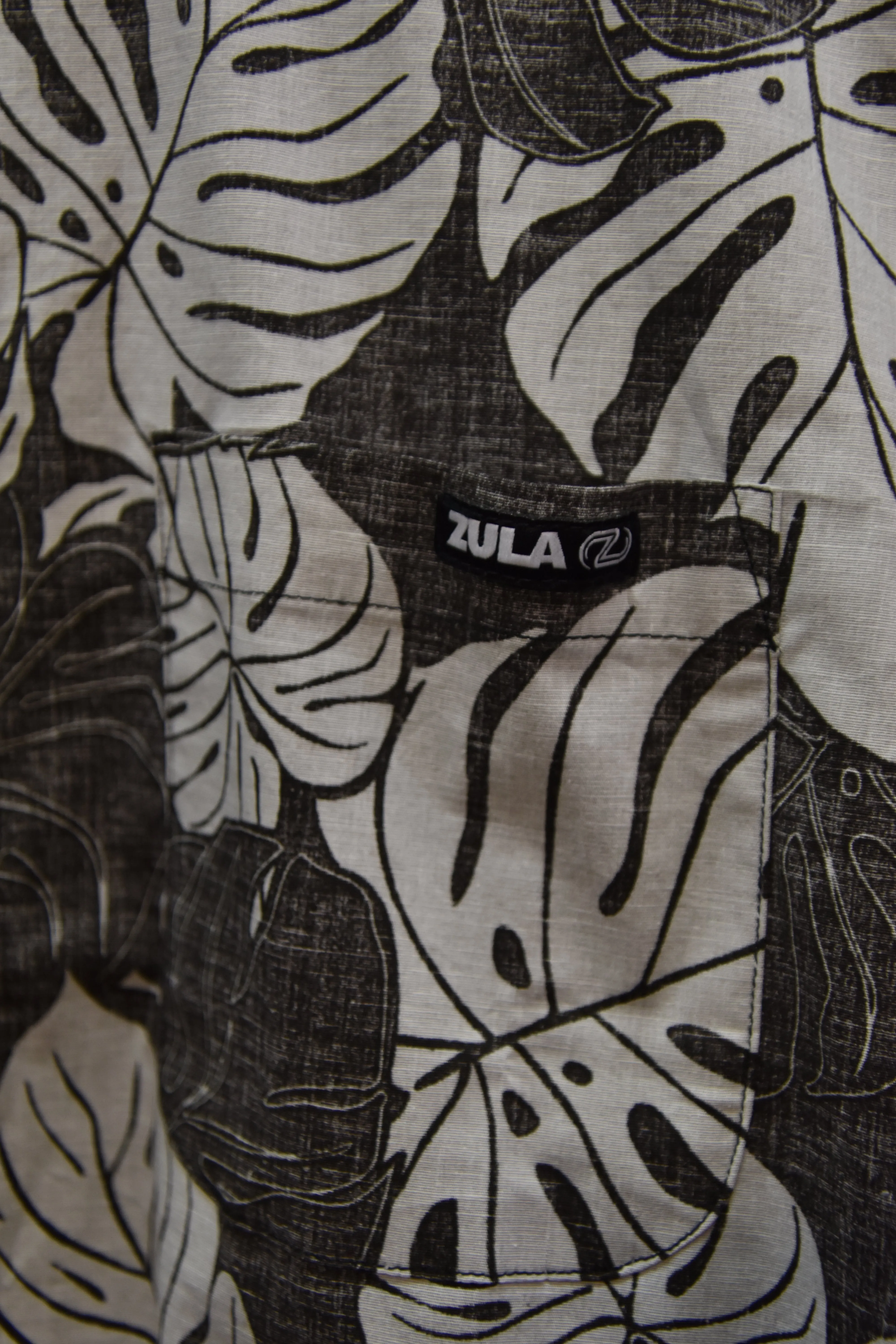 Zula Black Palm Tree Button Up