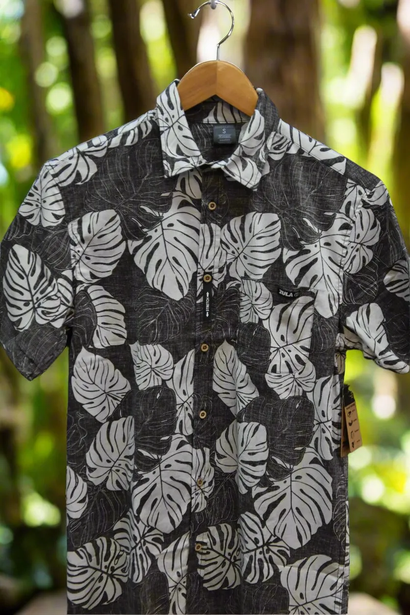 Zula Black Palm Tree Button Up