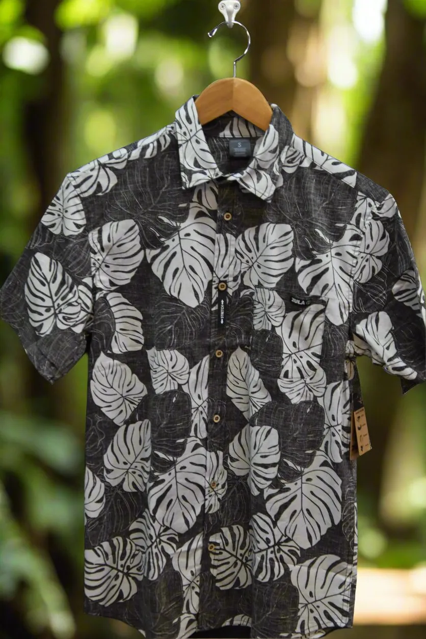 Zula Black Palm Tree Button Up