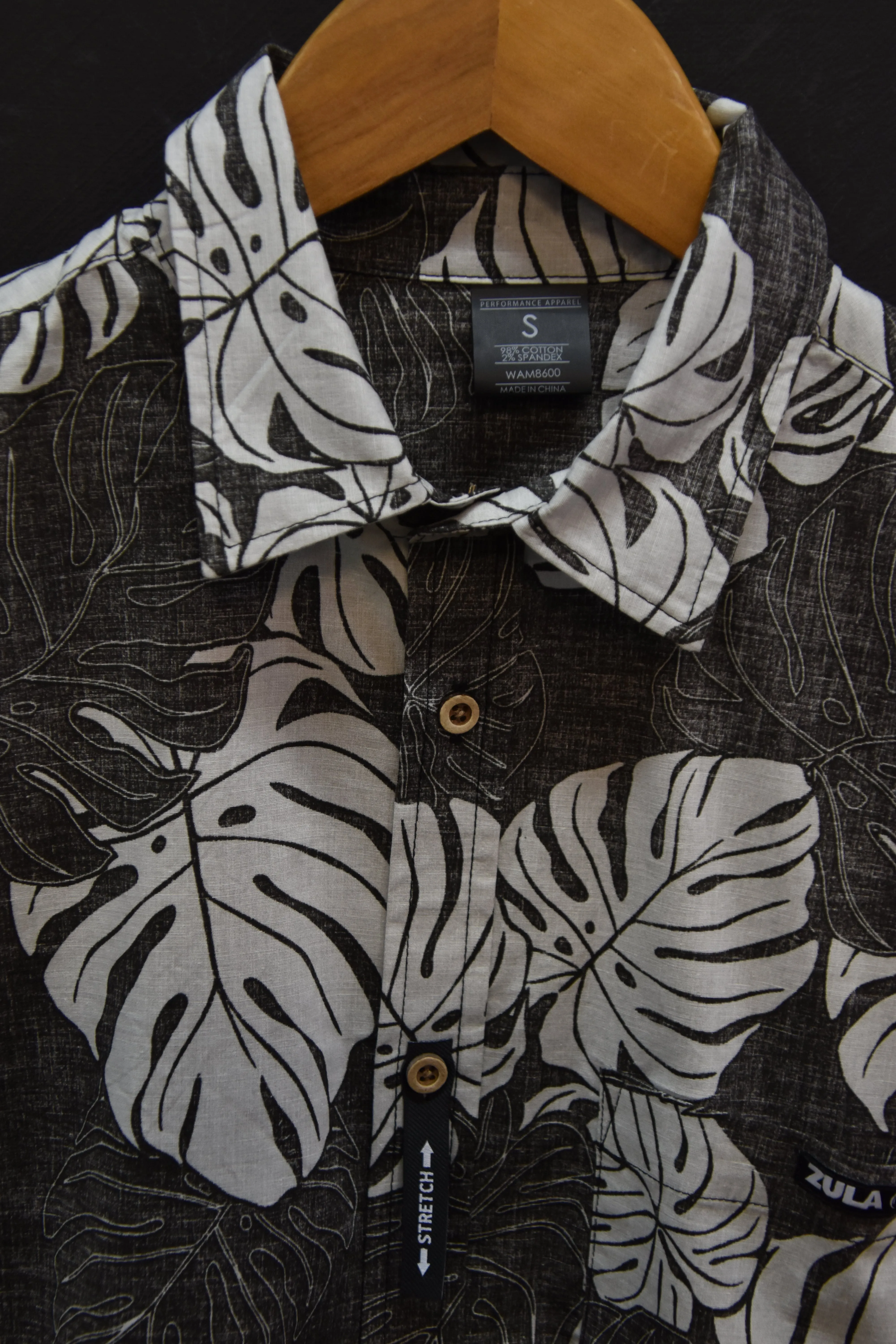 Zula Black Palm Tree Button Up